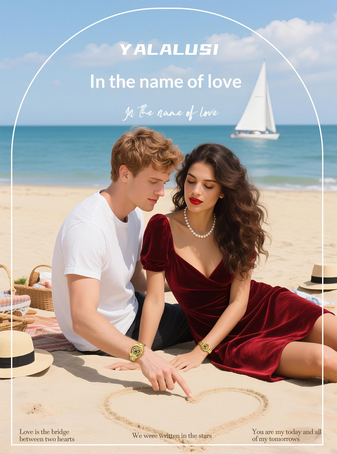 Luxury Fashion Couple Watch Set, Stainless Steel Band, Business Style His & Hers Watches, Waterproof Luminous Analog Wristwatch