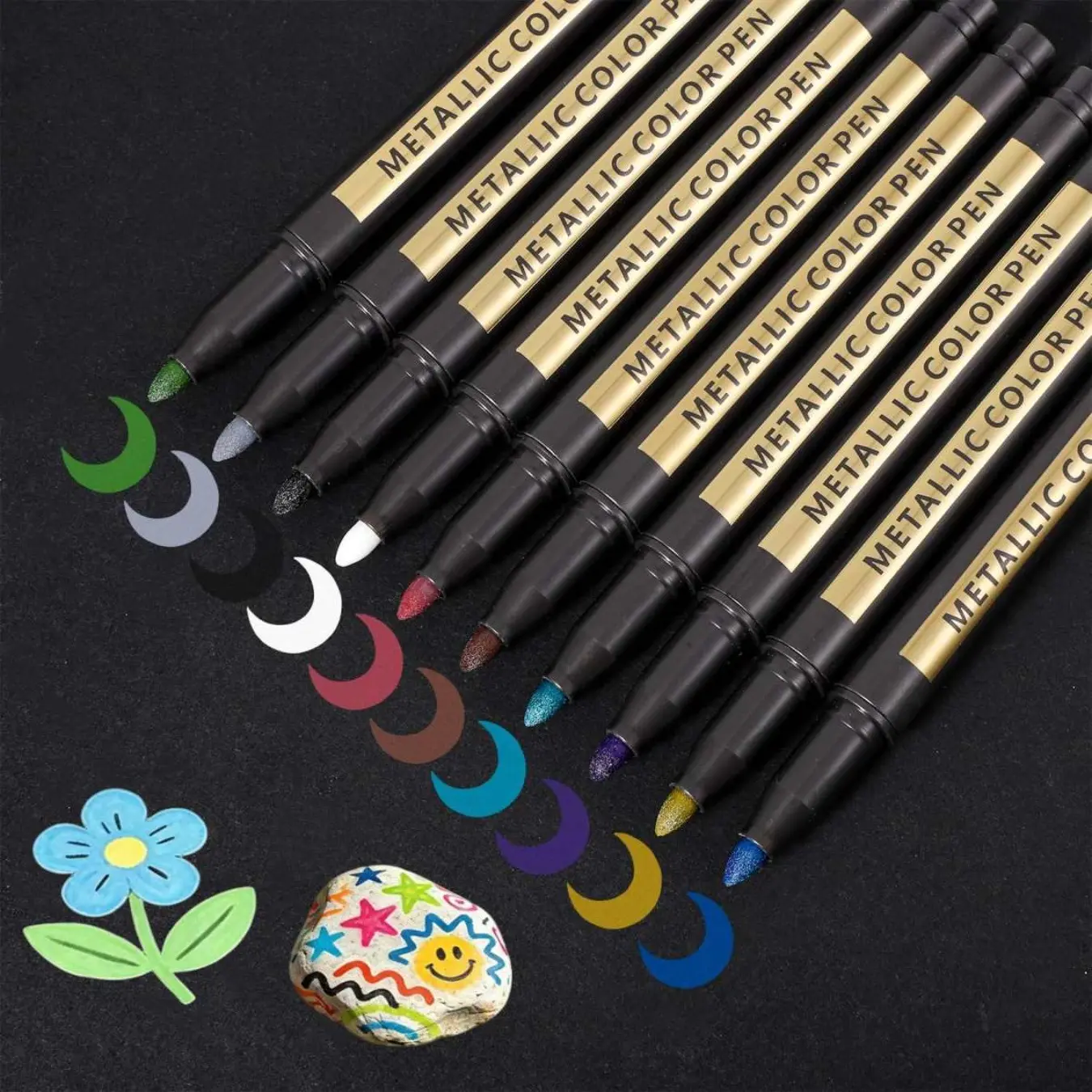 10 Colors Metallic Marker Pens Markers, Glitter Metallic Pens for Black Paper Scrapbook Accessories Card Making, DIY Photo Album,, Art Supplies Aesthetic Stationary for Christmas Stocking Fillers,Gifts For Christmas