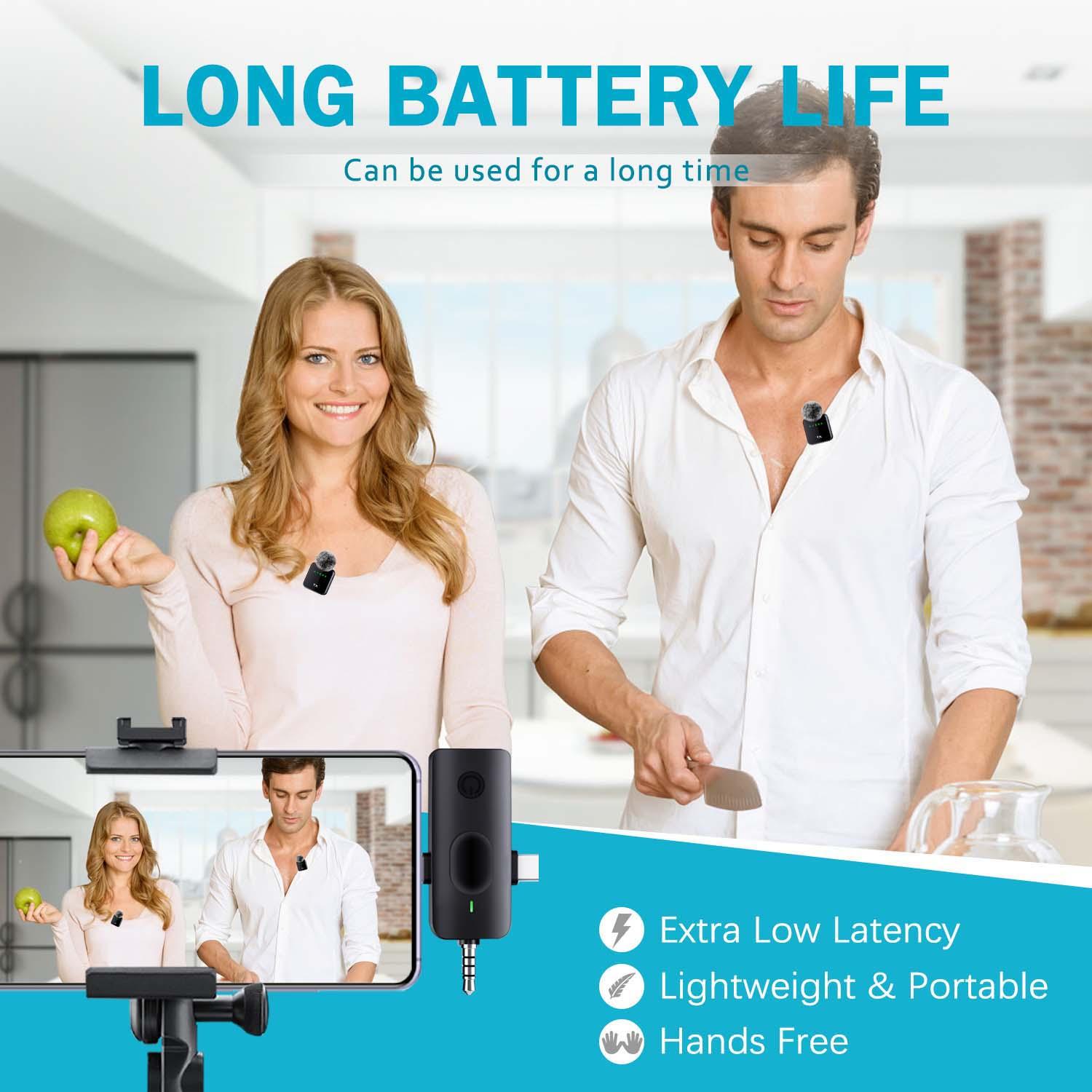 Wireless Lavalier Microphone for iPhone iPad Android, 3-In-1 Plug-Play Mic, 164ft Transmission Range, Live Stream, Lapel Microphone, Live Streaming Mic