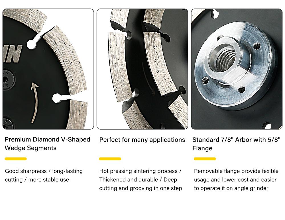 4.5"(115MM) V Groove Diamond Blade - Duty Grooving/Cutting Disc for Granite, Concrete, Stone - Angle Grinder Spade Blade for Masonry & Construction Work  Tool