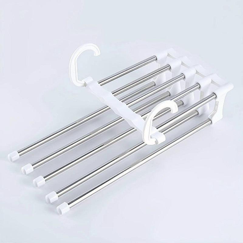 1 multi-layer pants rack, plastic and stainless steel storage rack, saving space for organizing wardrobes, wardrobes, bedrooms, suitable for pants, jeans, scarves