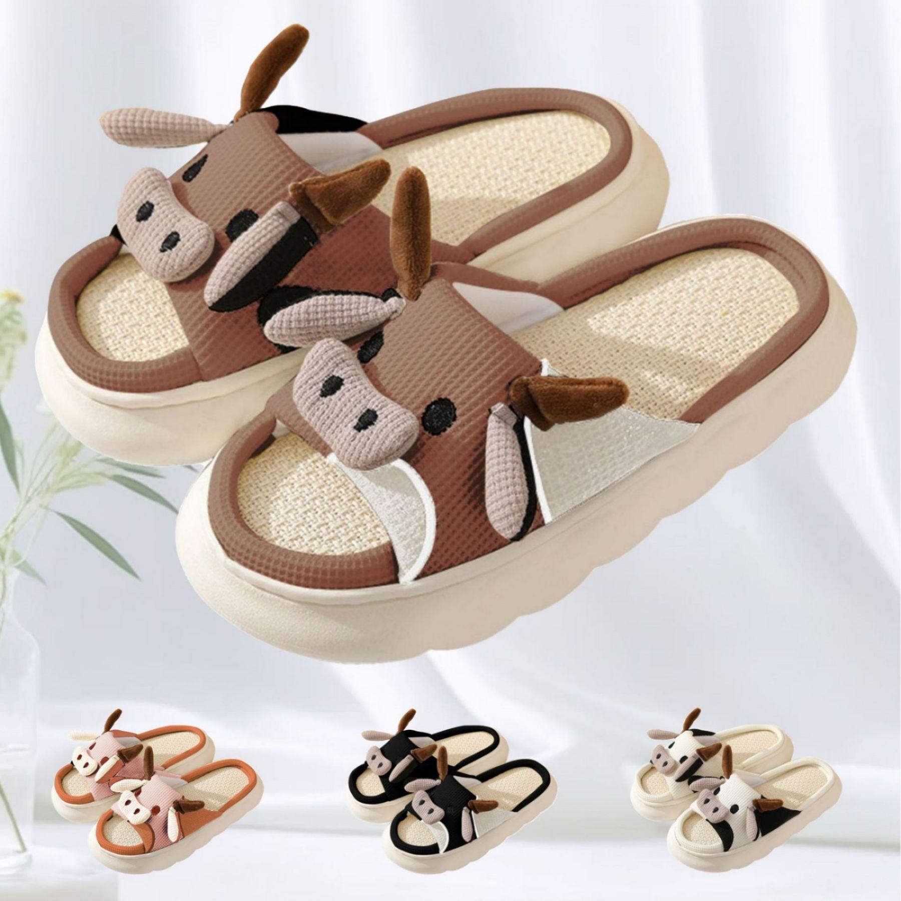 Cartoon Animal Shape Slippers, Womens Four Seasons Home Linen Slippers，Winter Warm Shoes Springfresh