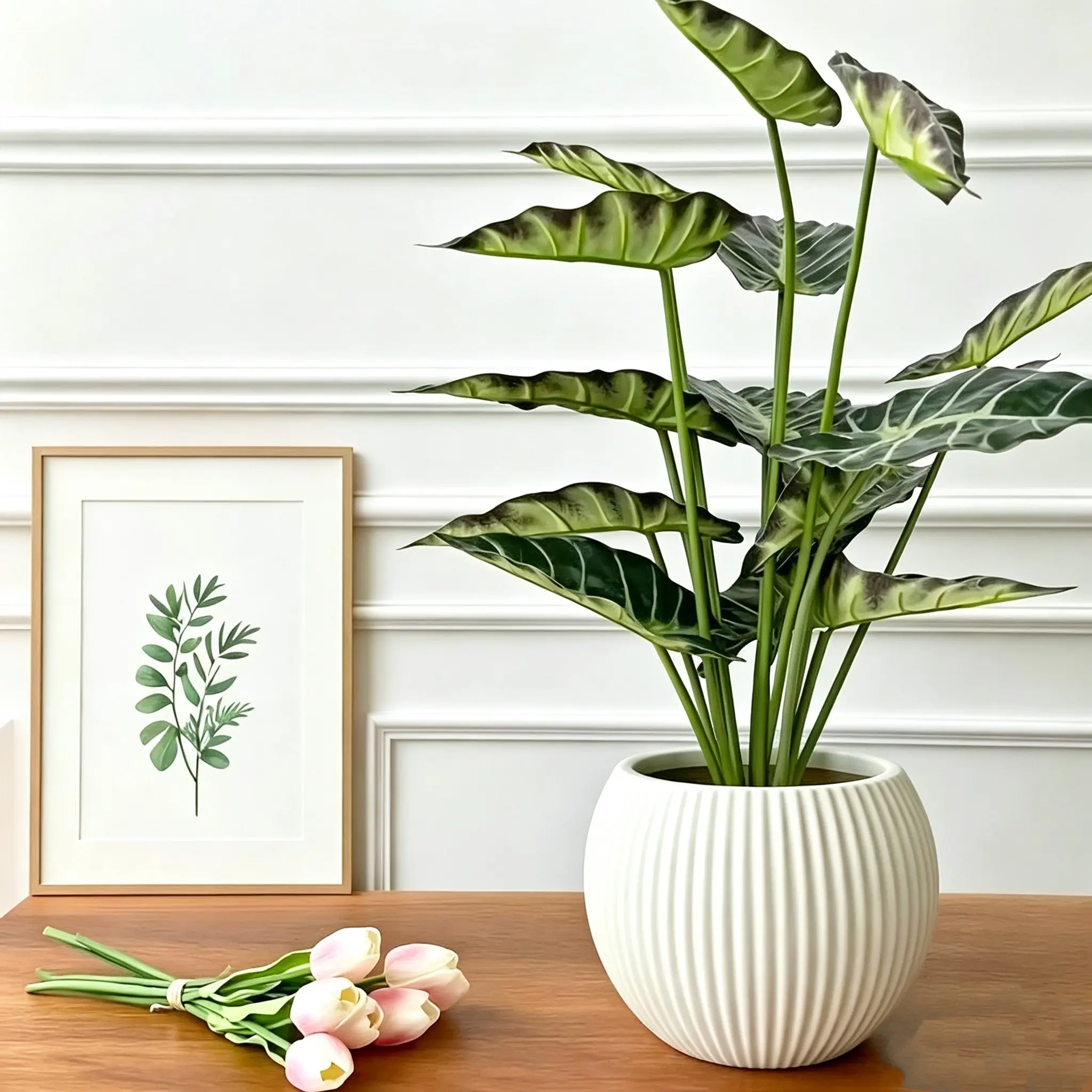 1 Bohemian vertical plastic flowerpot | 8-inch European imitation ceramic flowerpot, modern minimalist design | lightweight and durable, suitable for indoor/outdoor use, very suitable for small and medium-sized plant flowerpots, Indoor Planters