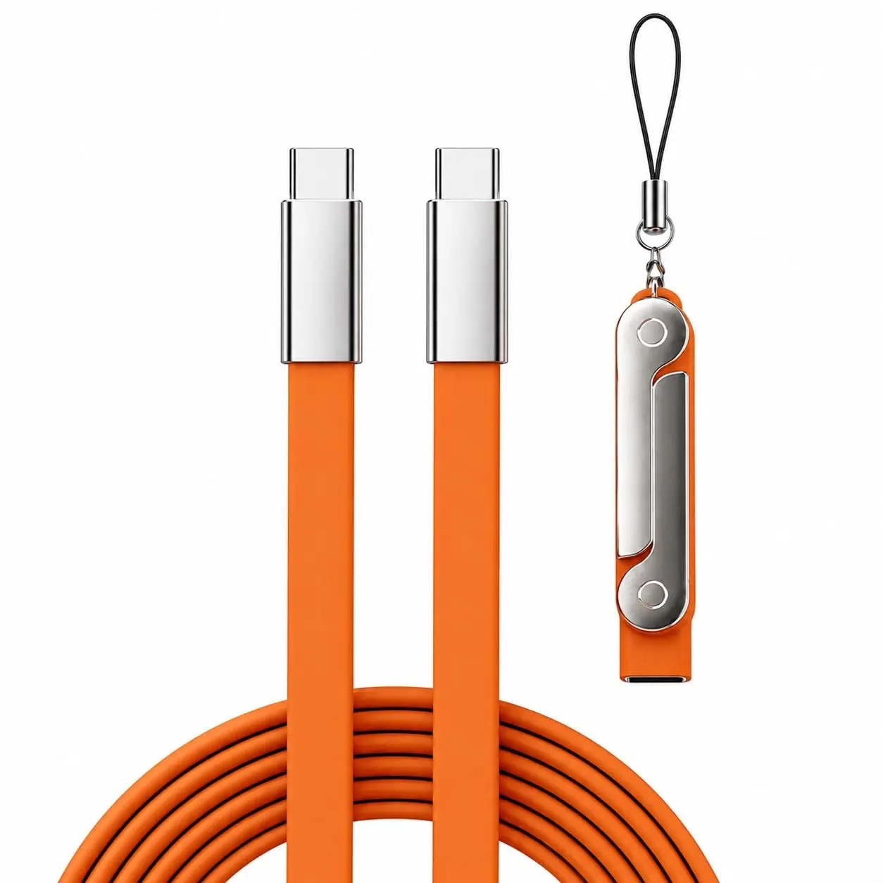 240W Power 2-in-1 USB-C Fast Charger Cable with Detachable Phone Holder, Portable Cord for Mobile Phones, Smartphones – Ideal for Car Use