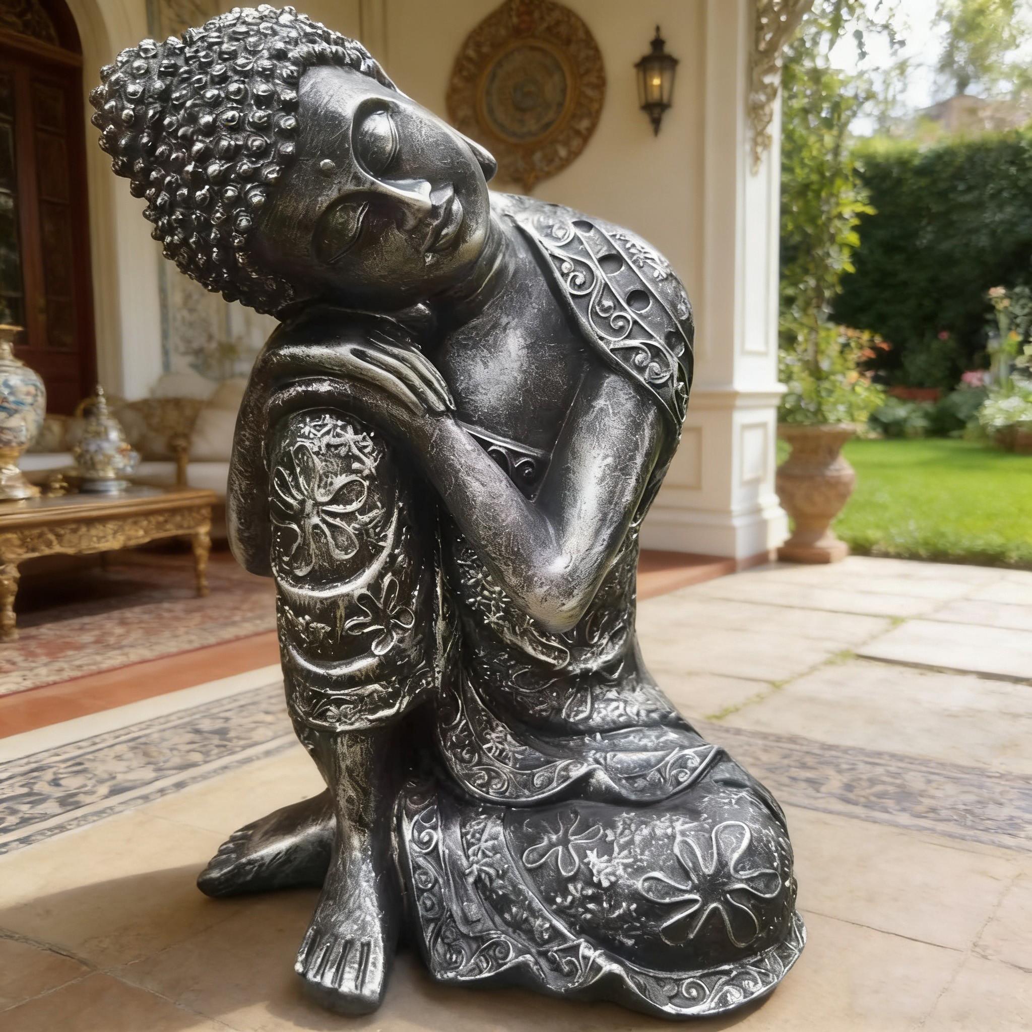 Resin Outdoor Sculpture for Home and Garden Decor, Handmade Buddha Statue, Feng Shui Ornament, Durable Resin Material, Gift Idea