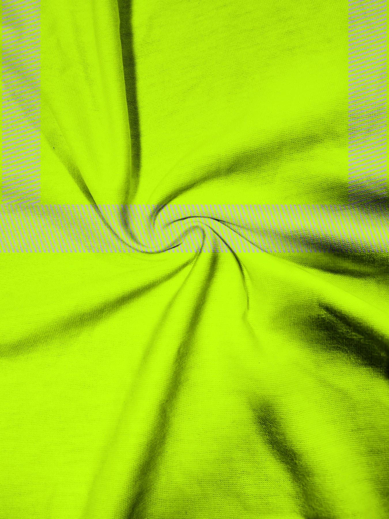 Fluorescent Reflective Stripes Men's T-Shirt, Construction Workwear Style, Safety Half Sleeve, Casual Loose Fit Top