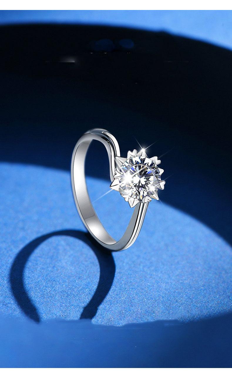 [ASM-R124] s925 sterling silver Snowflake Moissanite Diamond ring for women 1 carat moissanite diamond ring Moissanite ring