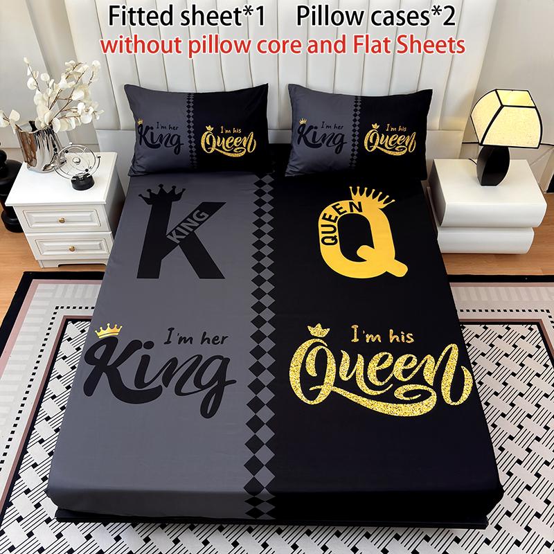 [Weekly Deals] 3-piece multi-pattern fitted sheet set (fitted sheet*1 +Pillow cases*2),deep pocket 15 inches machine washable,low allergenic,high quality mattress protector for bedrooms,dorm rooms,HD printed all-season room decoration Reversible summervib