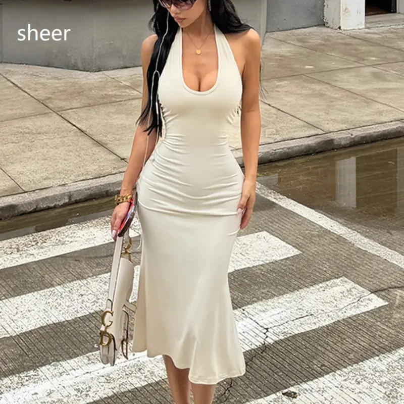 Backless Neckline Dress Women, Elegant Backless Design, Perfect for Special Occasions, Stylish and Chic, Ideal for Parties and Events