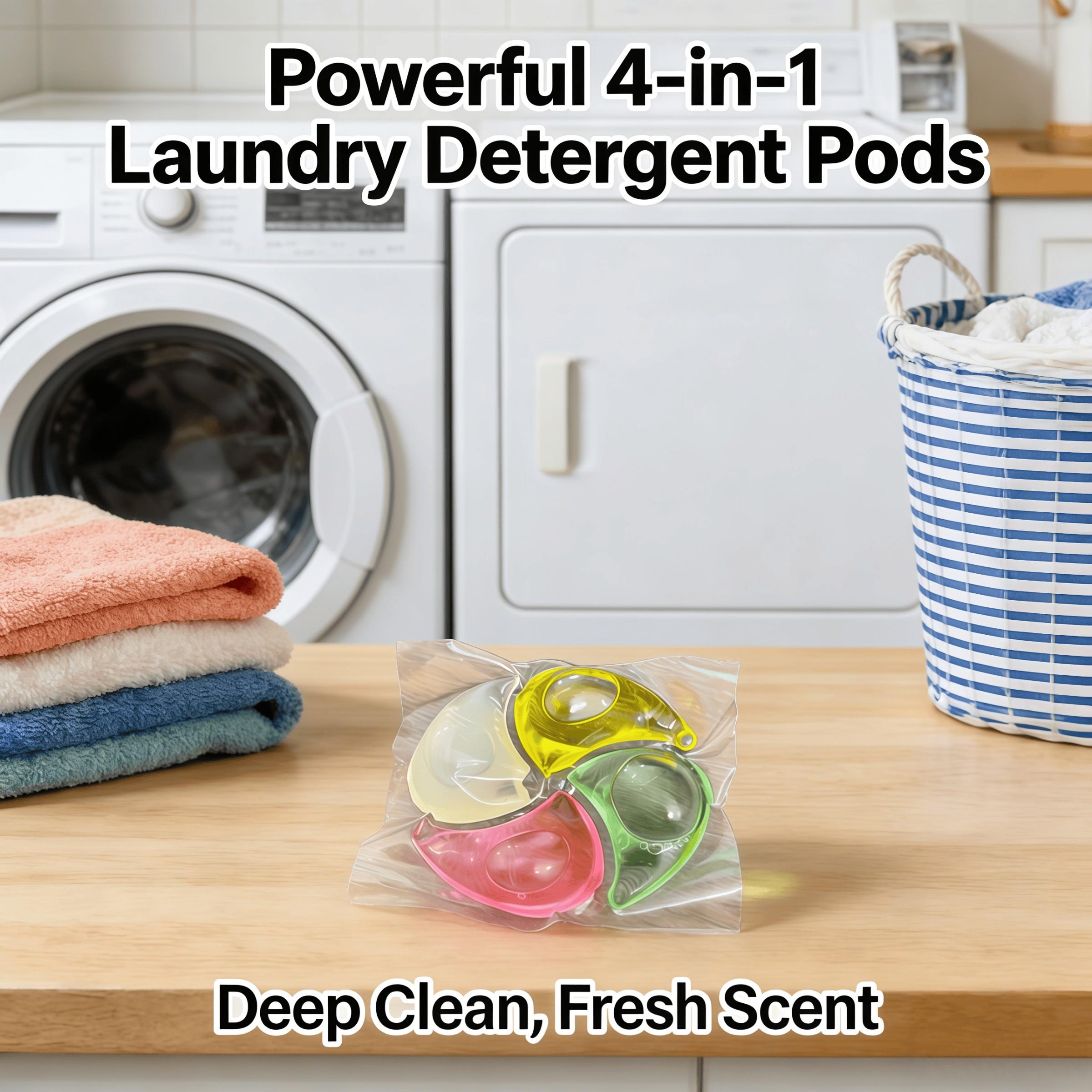 4-In-1 Laundry Beads, 10/30/50 Count, Upgrade Version, 12g, Long-Lasting, Travel-Friendly, Eco-Friendly, Softening, Stain Removal, Odor Control