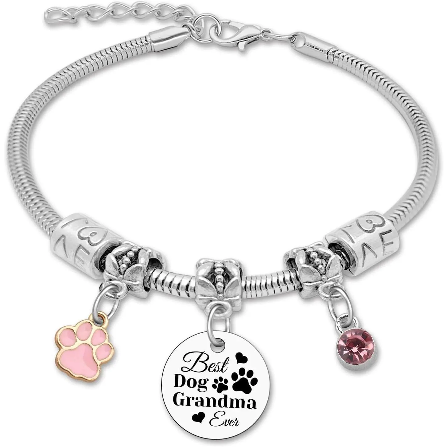 Gifts from  for Grandmother Grandma Stainless Steel Bracelet  Lover  for Grandma  Lover Gifts for Grandmothers Grandmas  Lovers Dogs Bracelets for Women Grandmas Christmas Birthday