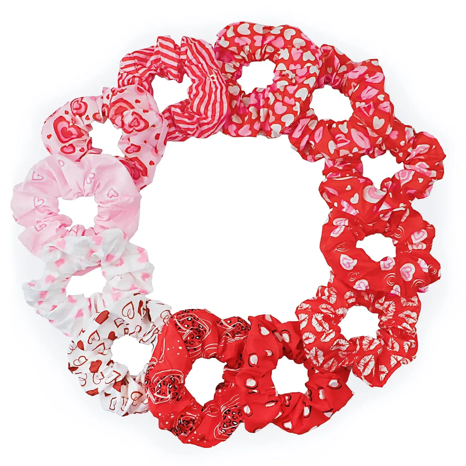12 count Scrunchies for Women, Charming  Scrunchies for Girls, Cute Elastic Hair Bands Hair Ties,  for Romantic Valentine's Day Gifts(Sweetheart )