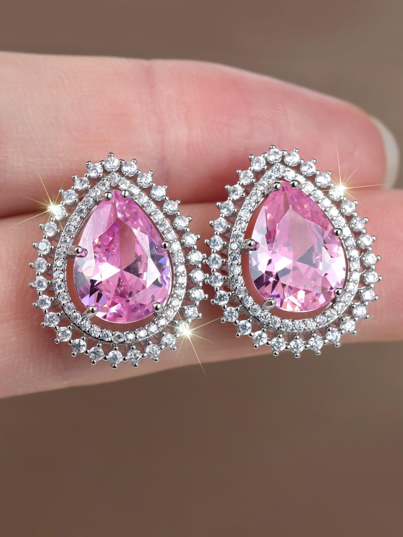 Unique Waterdrop Design Ice Flower Stud Earrings for Women Delicate Jewelry Perfect for Engagement Weddings Party, Daily Wear Anniversary Gift for Her Fashionable Jewelry Accessories
