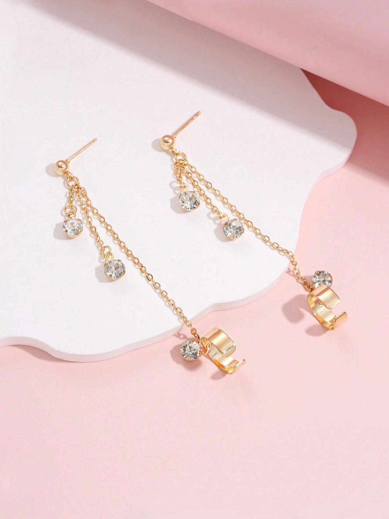 Elegant Dangle Earrings for Women, Chic Fringe Ear Cuffs, Hip-Hop Style Zirconia Drop Earrings, Chain Design, Perfect Gift for Friends