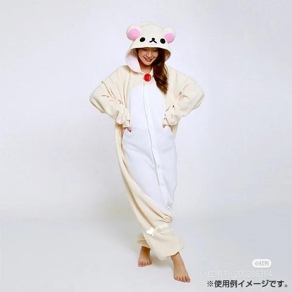 Adult Rilakkuma Kigurumi Bear Sister Onesie - Baggy Longsleeves Loose Polyester Anime Pajama, Oversized Cartoon Jumpsuit Nightwear & Loungewear
