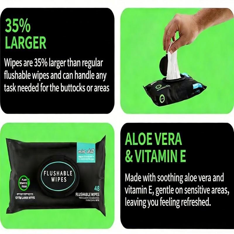 Flushable Wet Toilet Paper, Gentle on Skin, Strong Cleaning, Flushable, Septic System Friendly, 1 Pack or 3 Packs Available