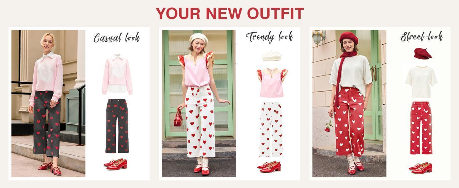 Cicy Bell Womens Cropped Striped Jeans Casual High Waisted Stretchy Polka Dots Straight Leg Denim Pants with Pockets Cicy Bell Womens Cropped Striped Jeans Casual High Waisted Stretchy Polka Dots Straight Leg Denim Pants with Pockets