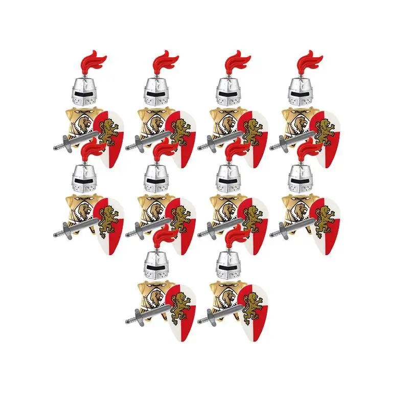2026 hot item 10pcs Middle Ages Rome Golden Knight Hawk Castle king knights compatible Blue lion Building Block Dragon knight Popular toys