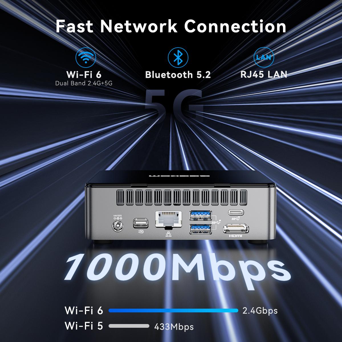 GEEKOM Air12 Mini PC | Intel 13th Gen N150, 16GB DDR5, 512GB NVMe SSD | 4K Triple Display via HDMI+MiniDP+USB-C, WiFi 6, BT5.2, Gigabit LAN, SD Slot, VESA Mount | Compact Desktop for Home, Office & Business Tower Computer