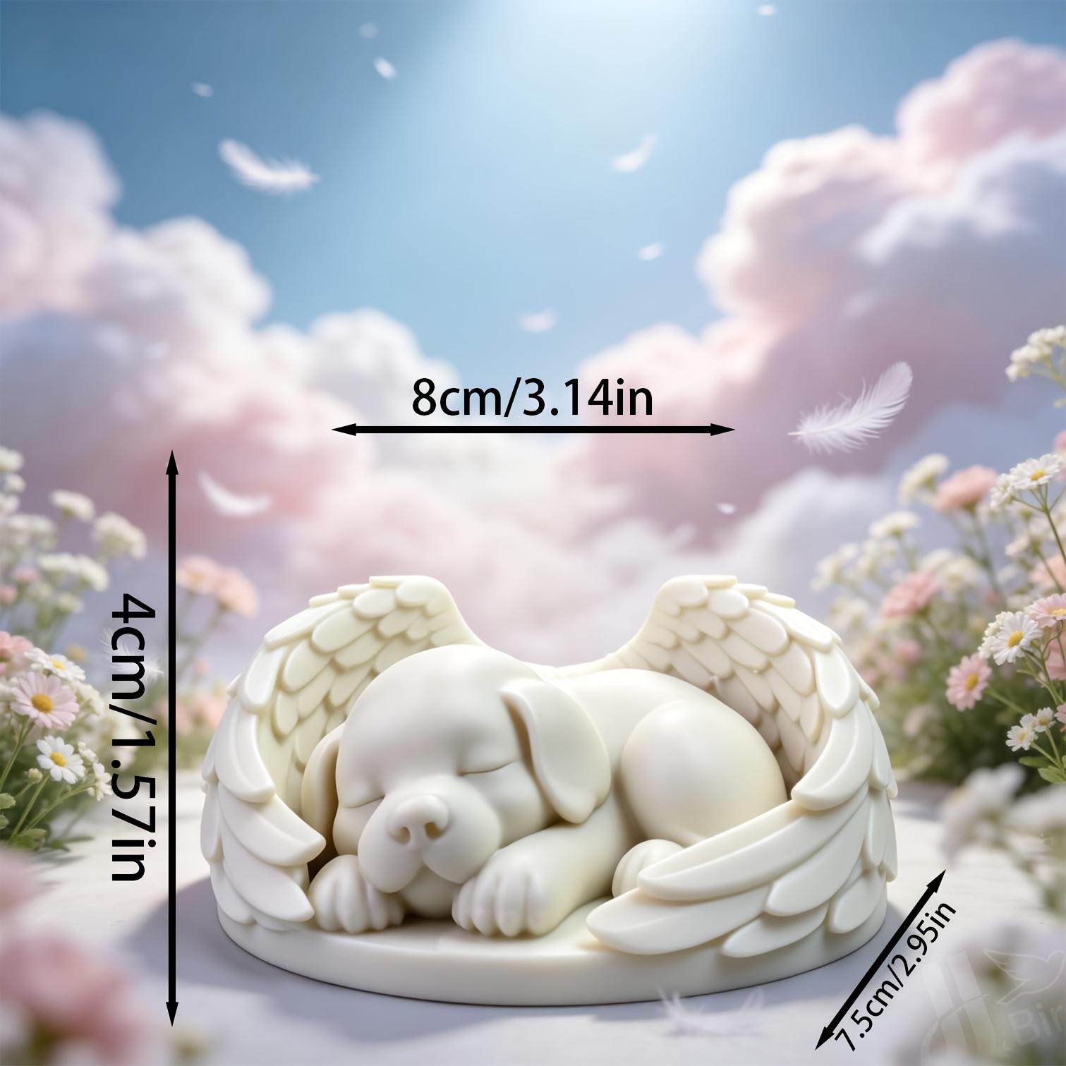 Angel Wings Sleeping Dog Figurine, Cute Style Collectible Handmade Toy, Home Bookshelf Desktop Decoration, Creative Art Display