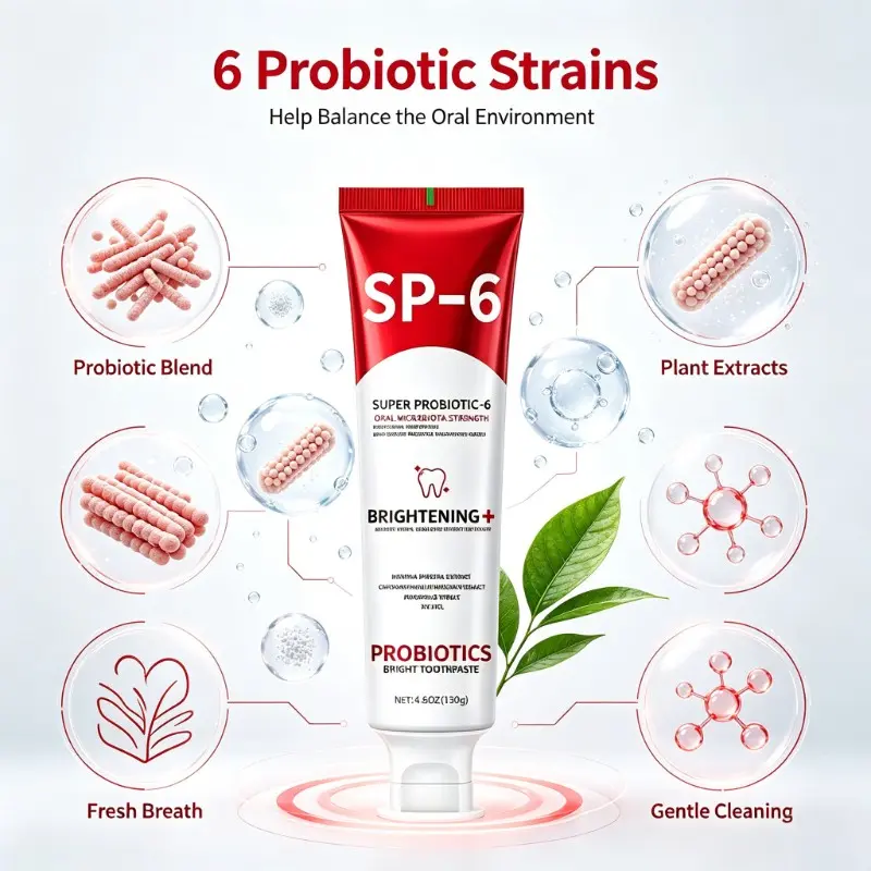 Sp-6 Probiotic Whitening Toothpaste, Brightening Toothpaste, Fresh Breath, Gums Protection, Deep Clean Oral Care, Non-Toxic Formula, Suitable for All Ages