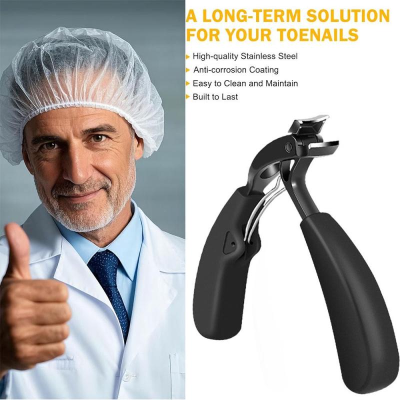 Professional Stainless Steel Nail Clippers, Wide Opening Anti-Splash Design, Long Handle Thick Toenail, Suitable for Men and Elderly