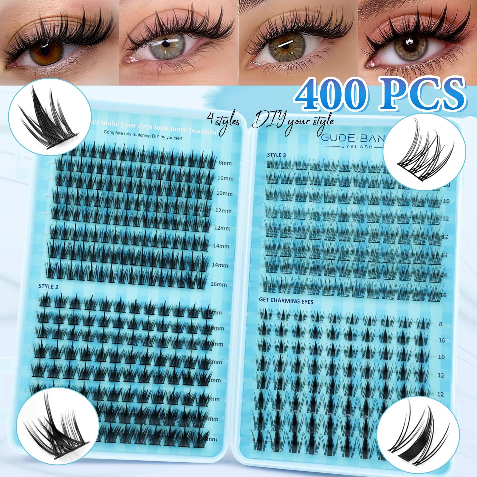 400pcs Fairy False Lashes Kit, Includes Glue, Tweezers, Remover & Natural Fluffy Clusters, Perfect for Beginners, Daily Wear, Ideal Holiday Gift, Eyelash Set