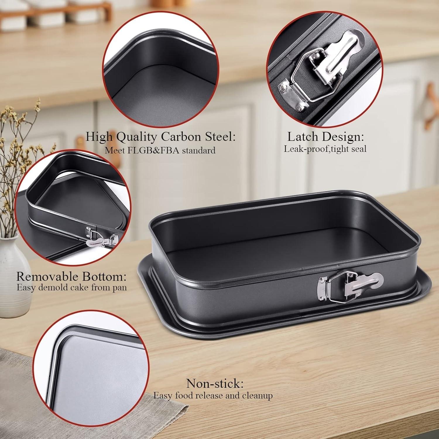 Rectangular Springform Cake Pan, Large Non-Stick Cheesecake Mold, Detachable Bottom, Home Kitchen DIY Baking Tool, Easy Cleanup