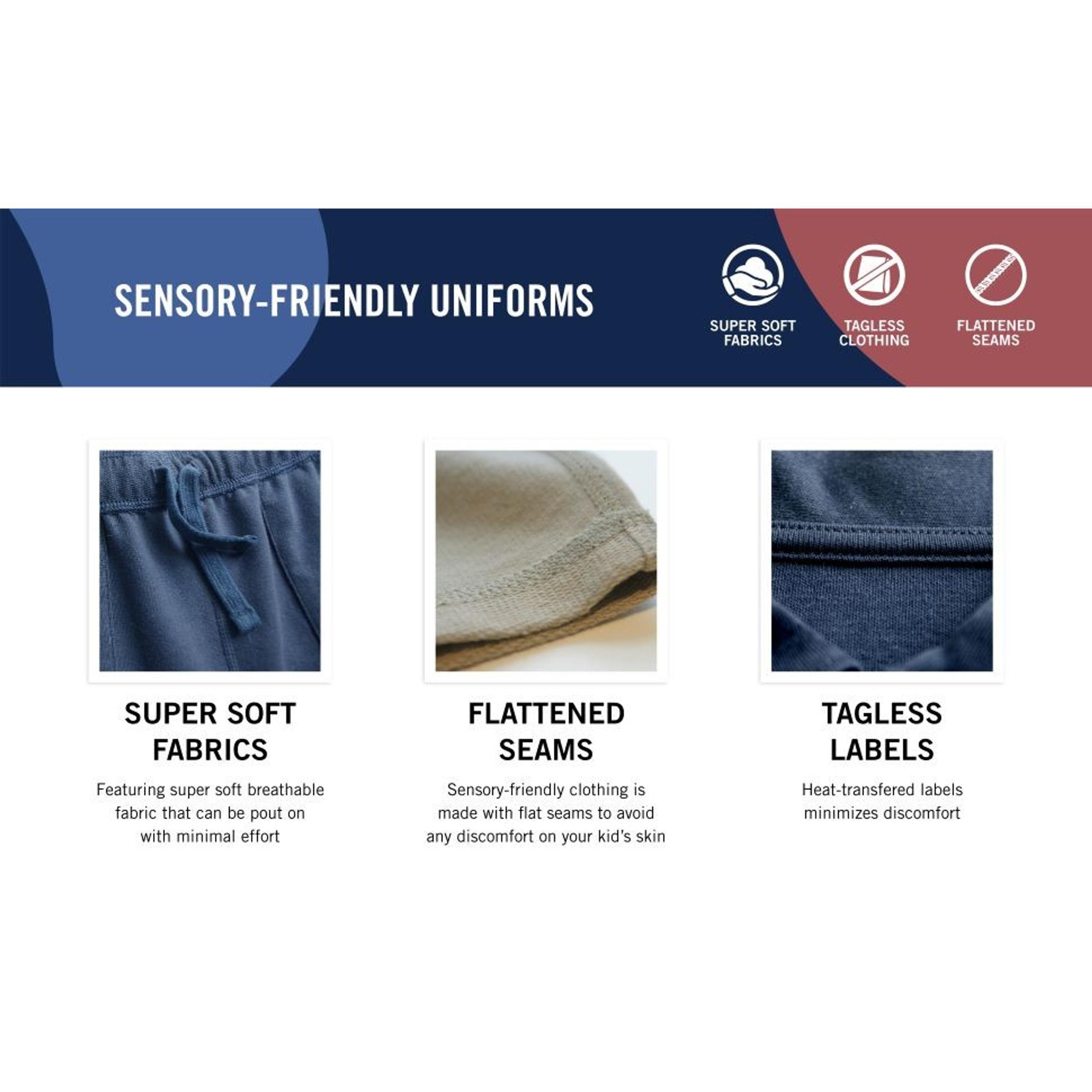 Girls School Uniform Sensory-Friendly Pull-on Short,Soft Fabric with Elastic Waist&Drawstring, Tagless, Flattened SeamsGift