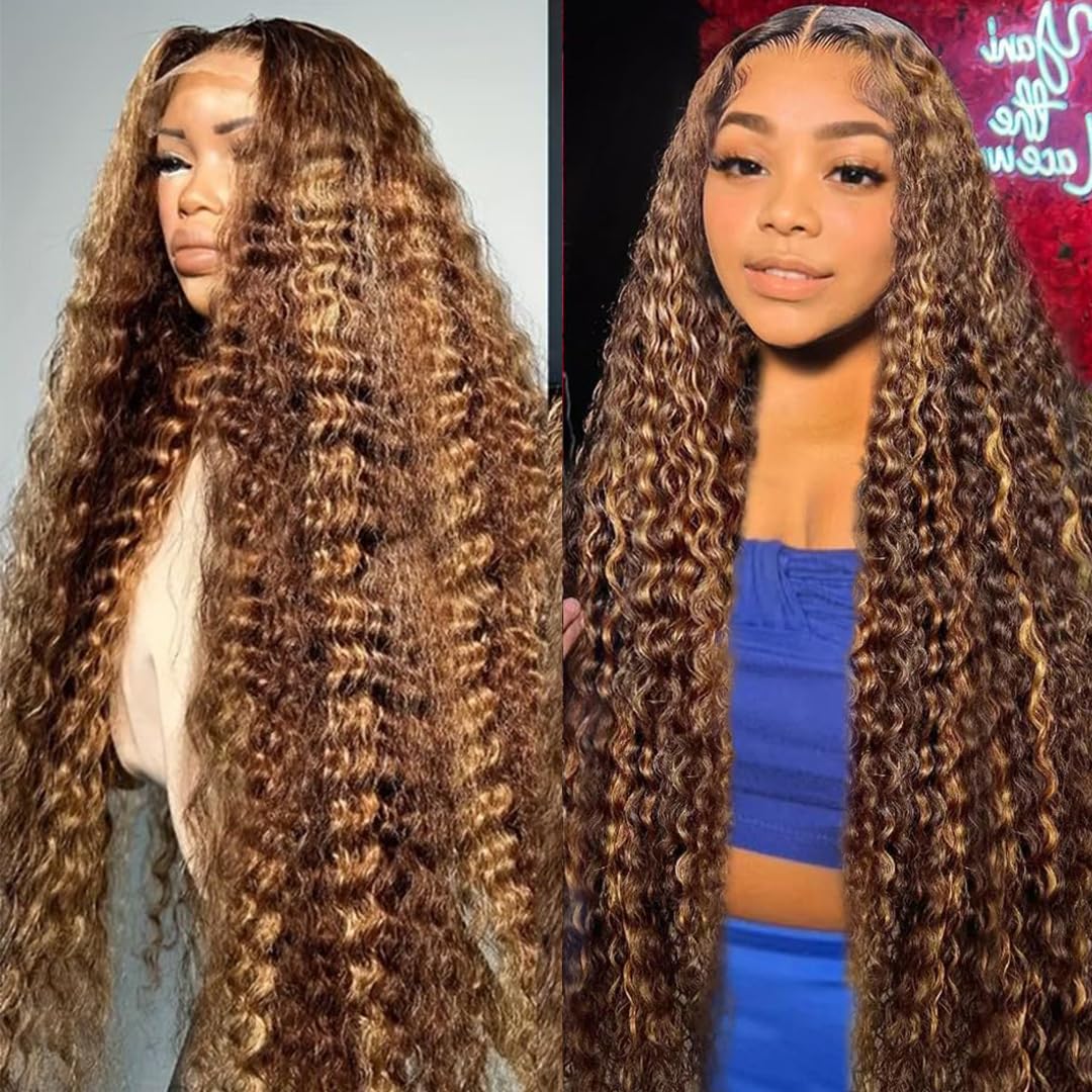 Subella P4/30 Highlight Ombre Deep Wave Lace Front Wigs Human Hair Pre Plucked 180% Density HD Lace Front Wigs with Baby Hair 13X4 Deep Wavy Lace Frontal Wigs for Women