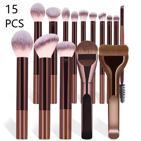 15 Pcs Makeup Brush Set, Soft Bristles, Professional Foundation, Powder, Blush, Concealer, Eyeshadow Brush, Complete Makeup Tools, Cosmetics Brushes Set