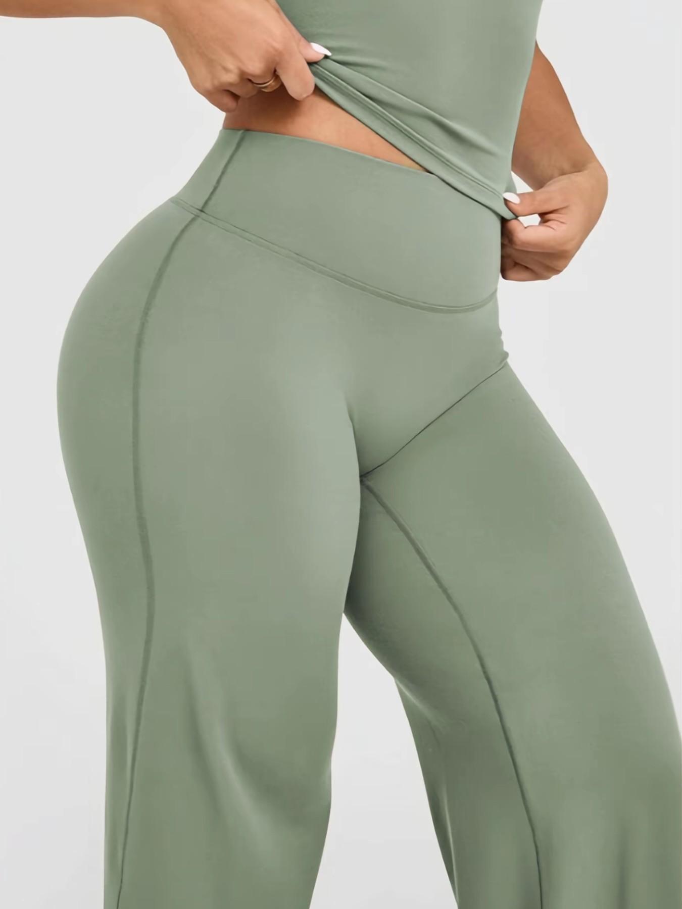High Waist Sporty Yoga Pants, Fitted Plain Design, Comfortable Workout Apparel, Ideal for Outdoor Activities, All-Season Wear, Fitness Bottoms