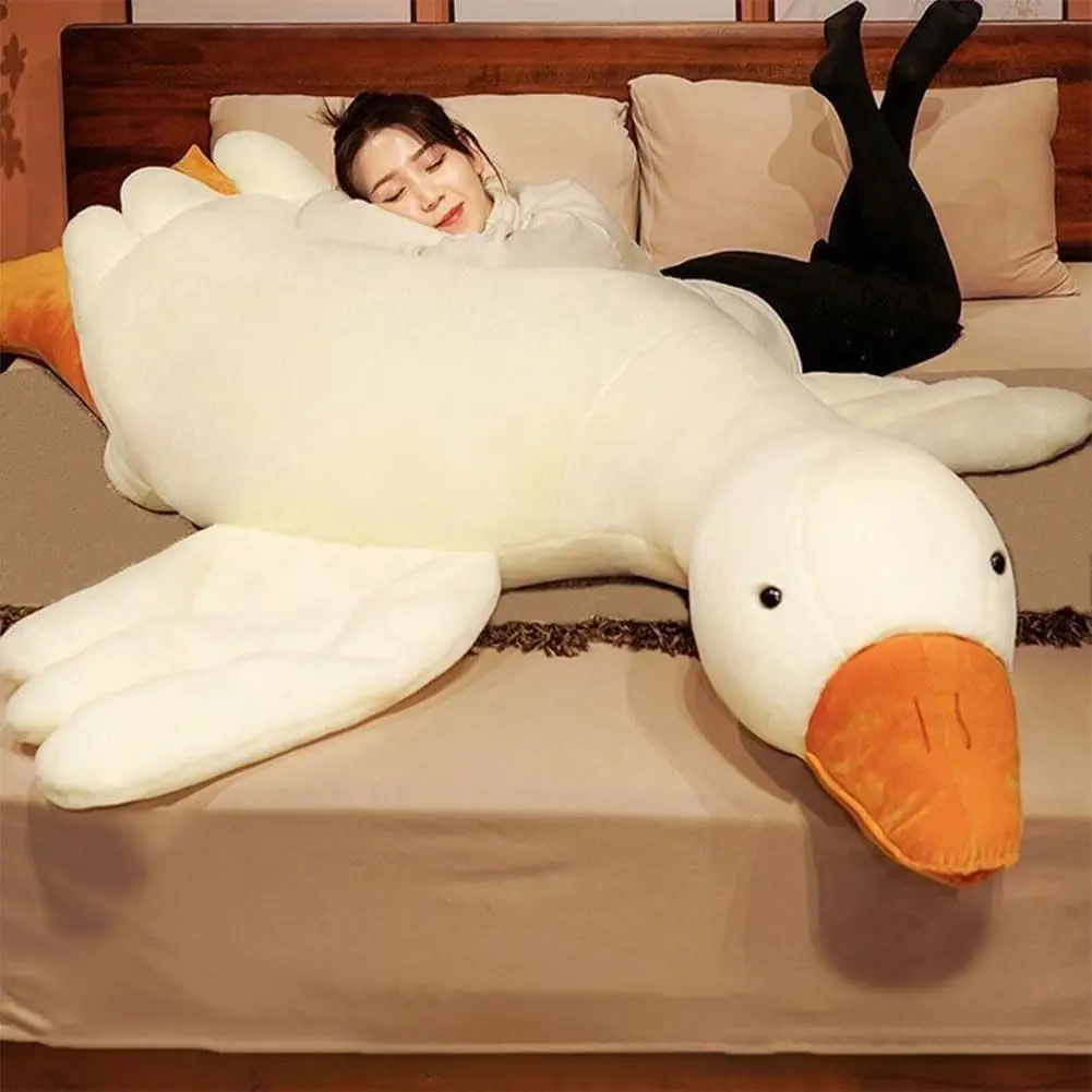 Giant White Goose Plush - 51 in Soft Furry Swan Stuffed Animal Pillow, Huge Goose Plush Hugging Pillow Gift for Every Age