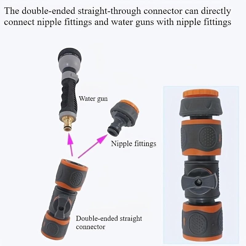 3-Piece Quick Connect Hose Adapter Set with Shut-Off Valve, Compatible with Garden Sprayer and Car Wash Gun, Universal 1/2", 3/8", 1/4", 3/4" Fittings