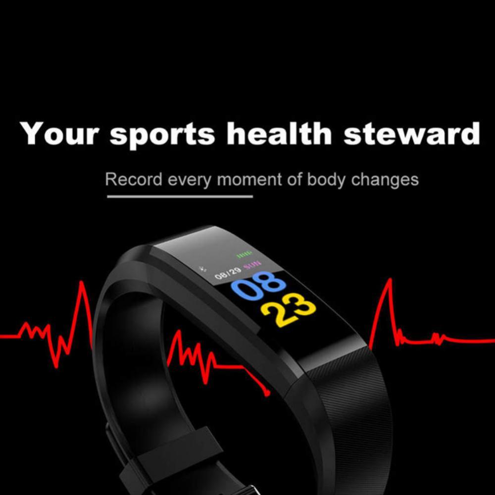 115plus Smart Watch for Men and Women, Bluetooth Wireless Fitness Tracker with Heart Rate, Blood Pressure Monitor, Remote Camera, Waterproof Design & Wireless Charging for Fitness Enthusiasts