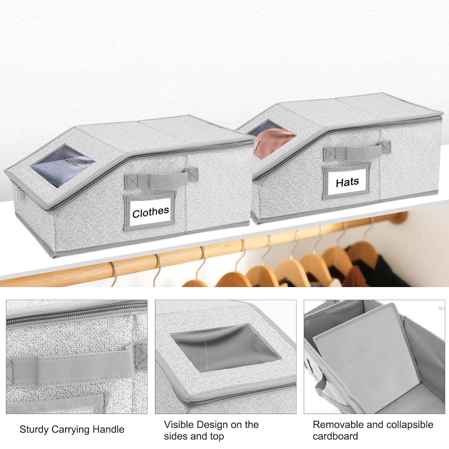 Stackable Hat Storage Boxes for Baseball Caps, Holds Up to 24 Hats, Durable Cardboard Box for Men, Classic Style, Wardrobe Organizer, Baseball Cap Organizer & Hat Storage