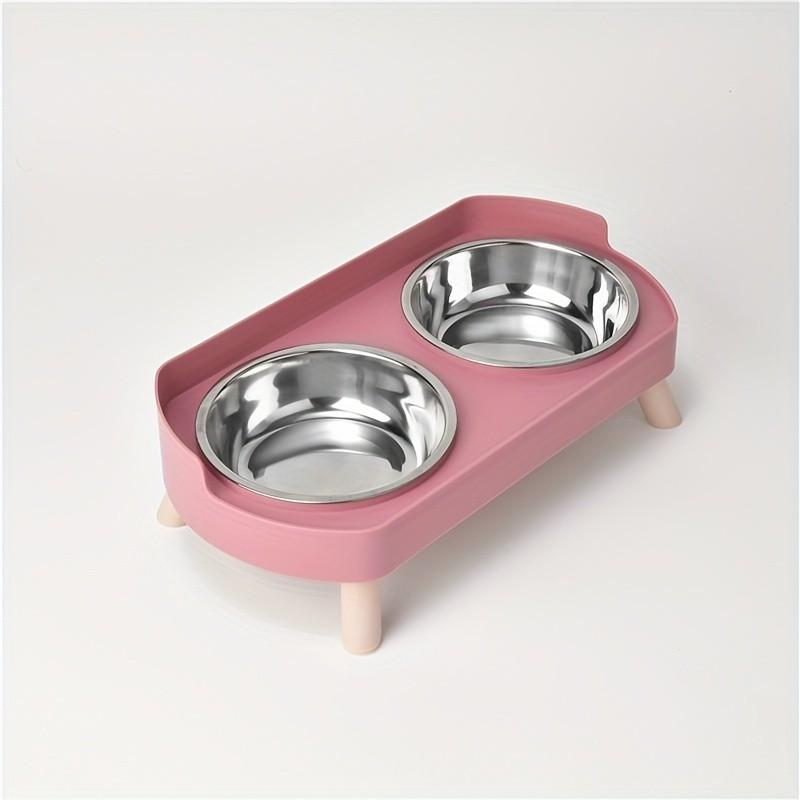 Cat Feeder 2-In-1, Stainless Steel Non-Slip Dual Bowl, Easy Clean, Multiple Colors, Perfect Gift, Anti-Tip Pet Food and Water Dish