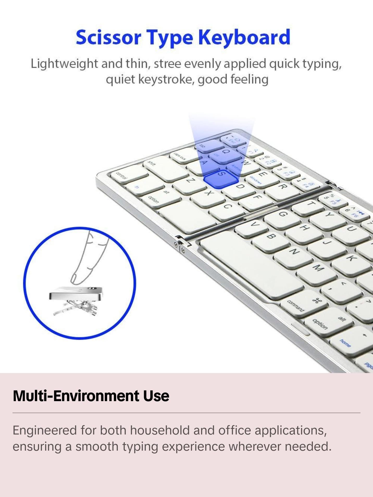 Ultra-Thin Wireless Mini Three-Fold BT-compatible Keyboard, Portable and Compact Design, Ideal for Travel and Daily Use, Easy Connectivity