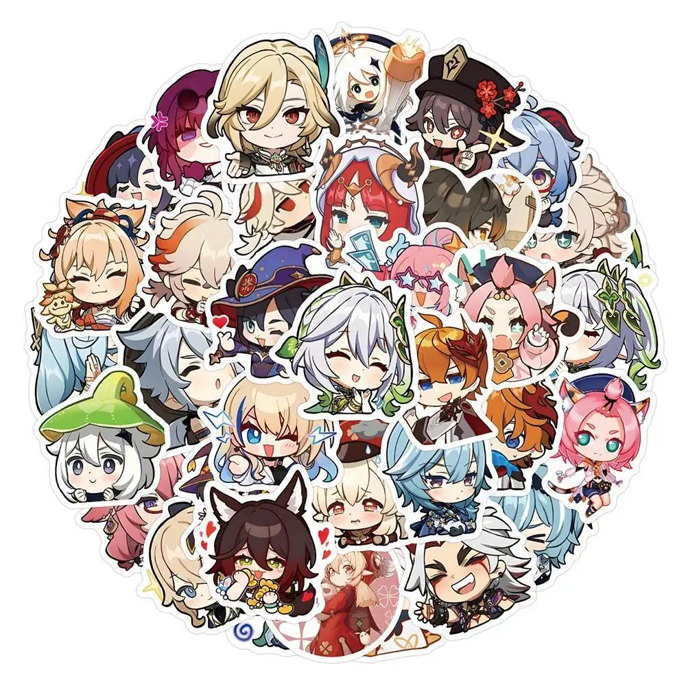 10/30/60pcs Cute Genshin Impact Game Stickers Cartoon Decoration Decals Water Bottle Phone Luggage Kawaii Graffiti Sticker Toys