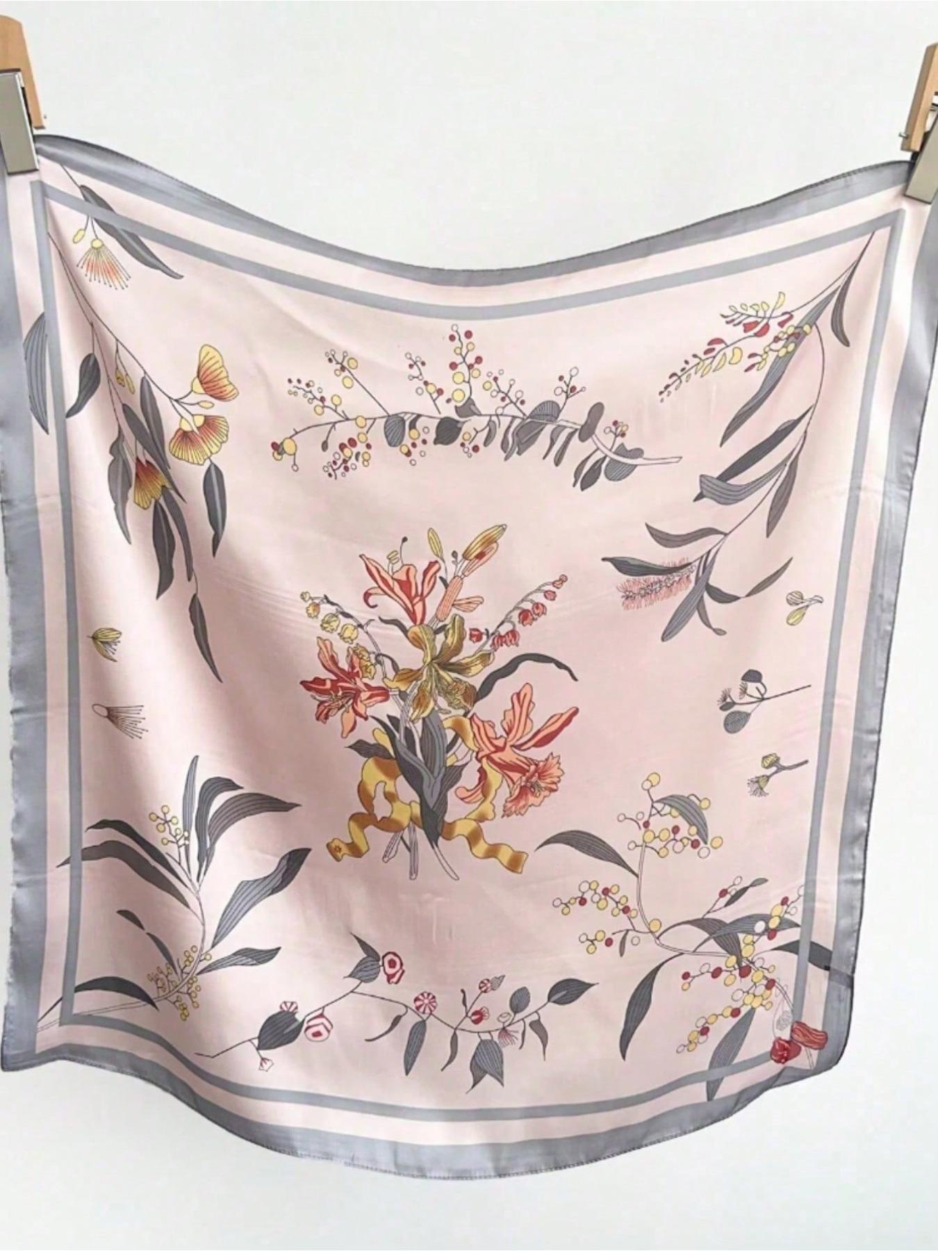 1Pc Spring and Autumn Butterfly Printed Scarf Women's Versatile 70cm Square Scarf Sweet Atmosphere External Shawl