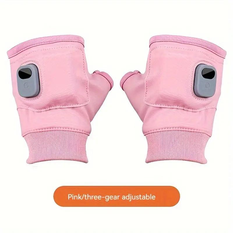 Rechargeable Heated Gloves with Digital Display, Touchscreen Half-Finger Winter Gloves, Three Temperature Settings, USB Charging