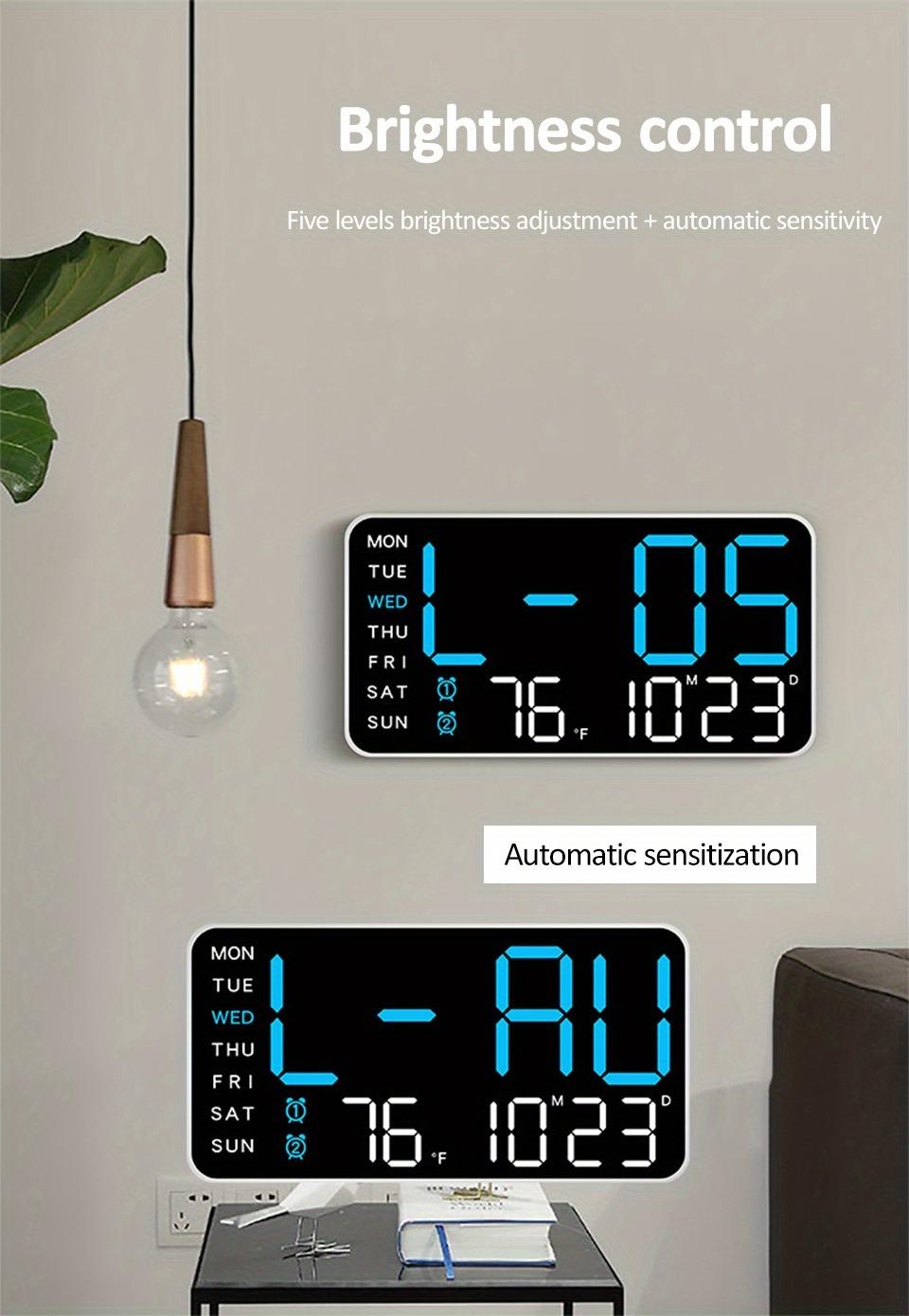 Large Digital Wall Clock with LED Display, Led Alarm Clock, Date & Temperature Timer, Ideal Gift for the Elderly, Living Room & Bedroom Decor, Creative Decorative Clock, Led Wall Clocks