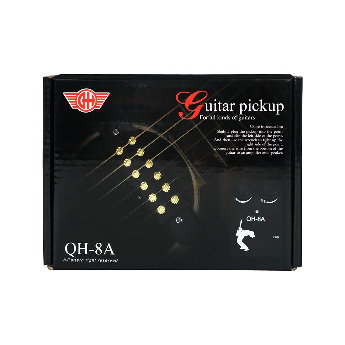 Qh-8a Acoustic Guitar Pickup, Portable Soundhole Pickup for 38/39/40/41 Inch Folk Guitars, Warm Clear Tone, Ideal for Live Performances