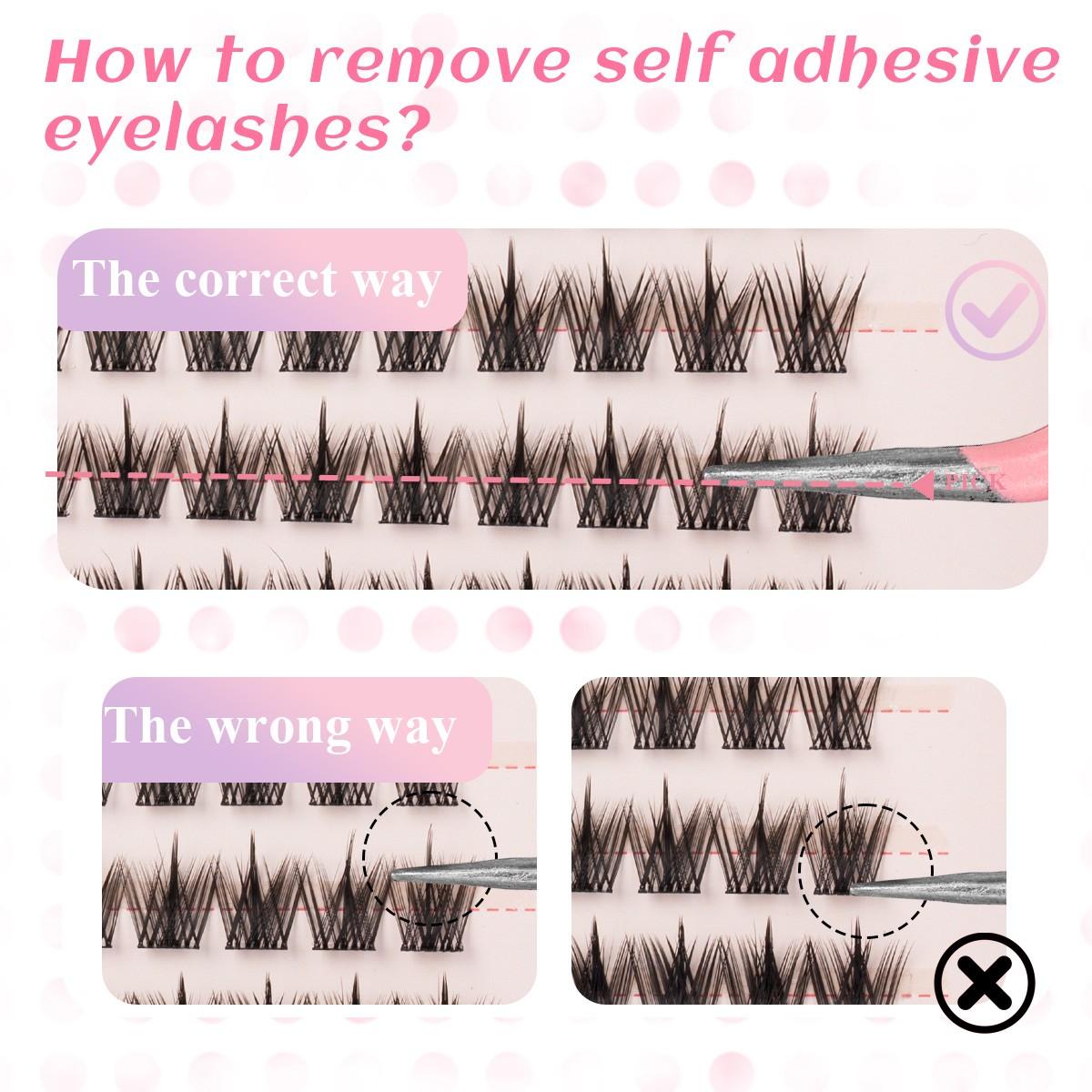 8 Styles Self-Adhesive Lash Cluster Kit, Press On Lashes with Lash Cleansing Shampoo, Tweezers and Headband, Natural Look No Glue Cluster Lashes, Ultra-Thin Lightweight for Beginners