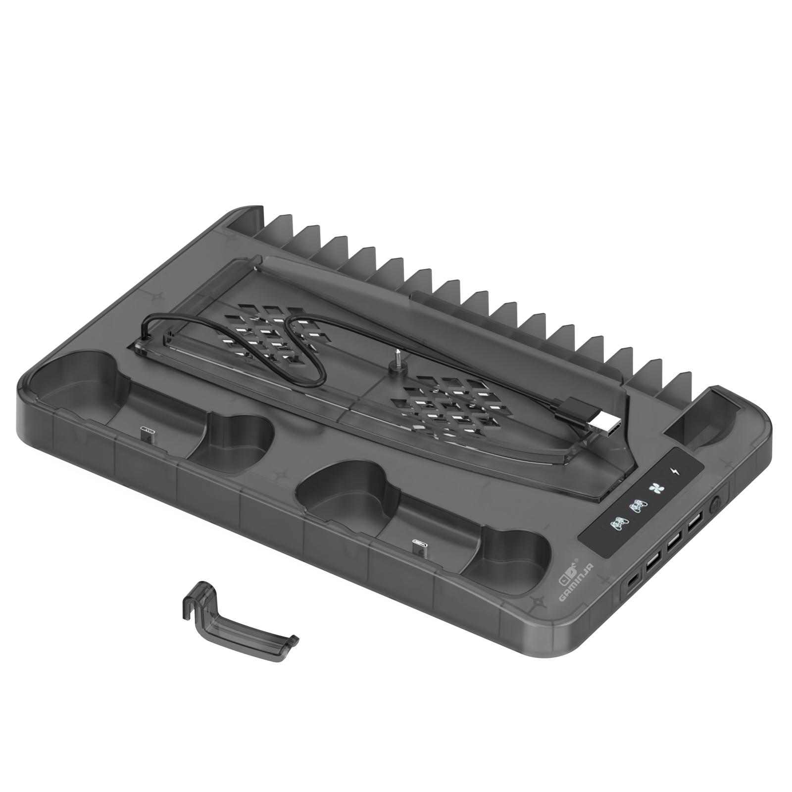 YLW Charging Base Cooling Bracket for Dual PS5 Controller, Summer Fall Gift, Gaming Controller Vertical Stand Cooling Fan for PS5 Accessories, Summer Gaming Accessories, Cooling & Charging Station with Mini Fan, Controller Accessories