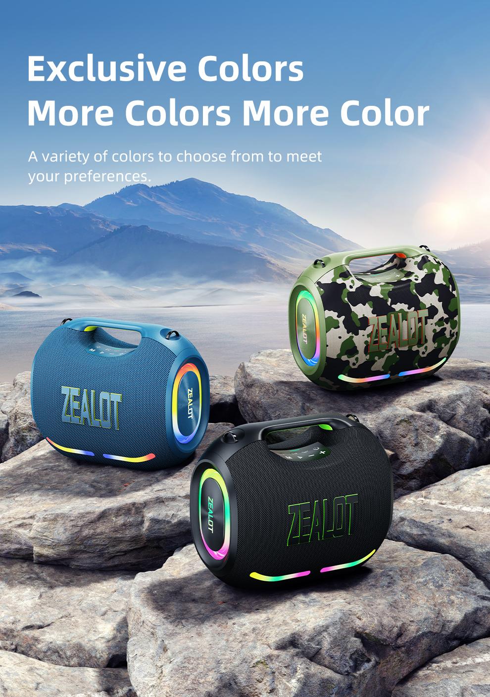 120W【ZEALOT】24000mAh/LIMITED/OFFERS Portable Speaker Bluetooth Speaker Party Speaker Waterproof IPX6 RGB Lights Power Bank TWS supports TWS pairing/USB/TF/AUX/BT smartphones. Ideal choice for family/car/Pool Party/BBQ/camping/gift giving tiktokshopspringg