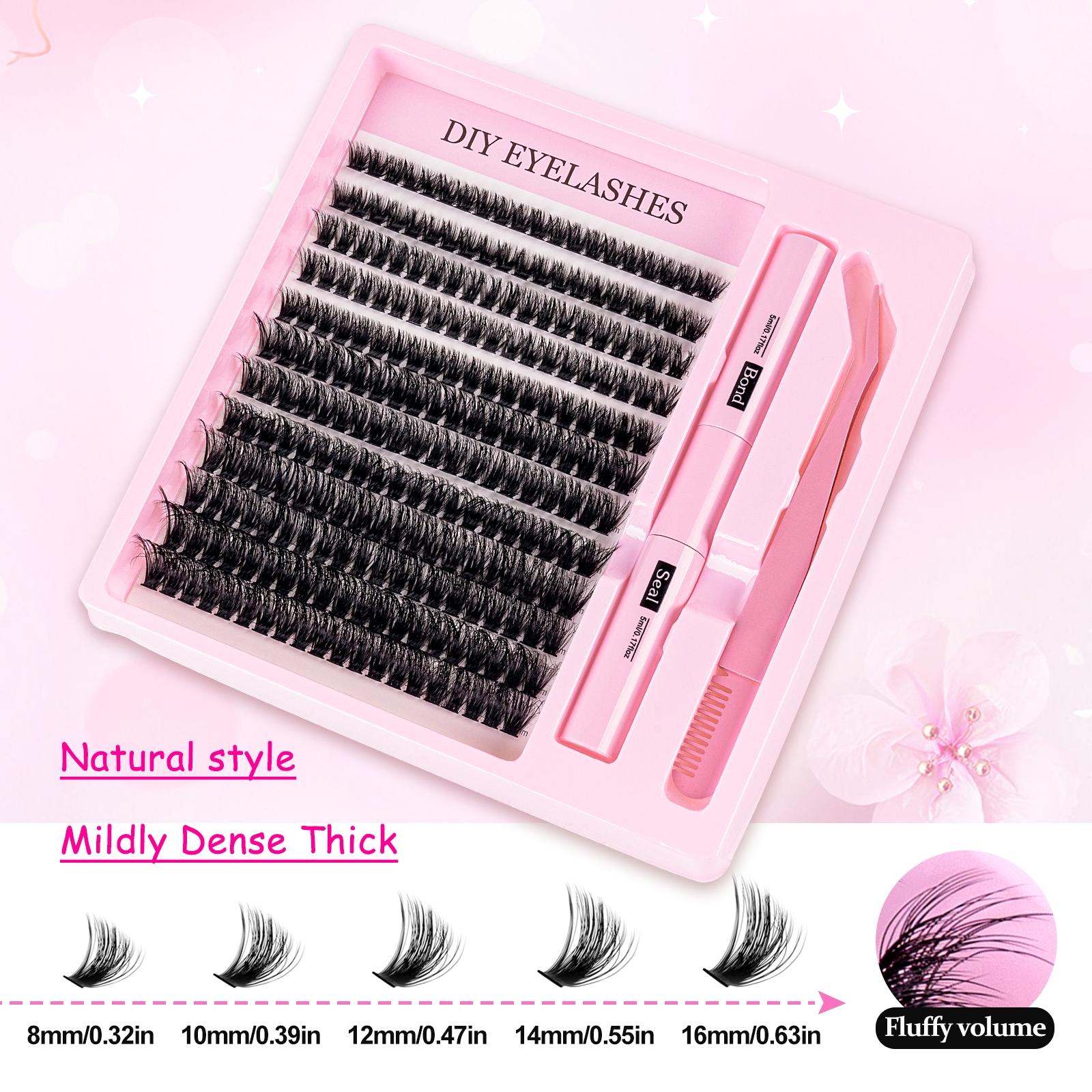 80D Eyelash Growth Kit, Independent Lashes with Dual Glue Tweezers, D Curl Mixed Lengths, Non-Toxic, Easy Application, Perfect for Home Makeup