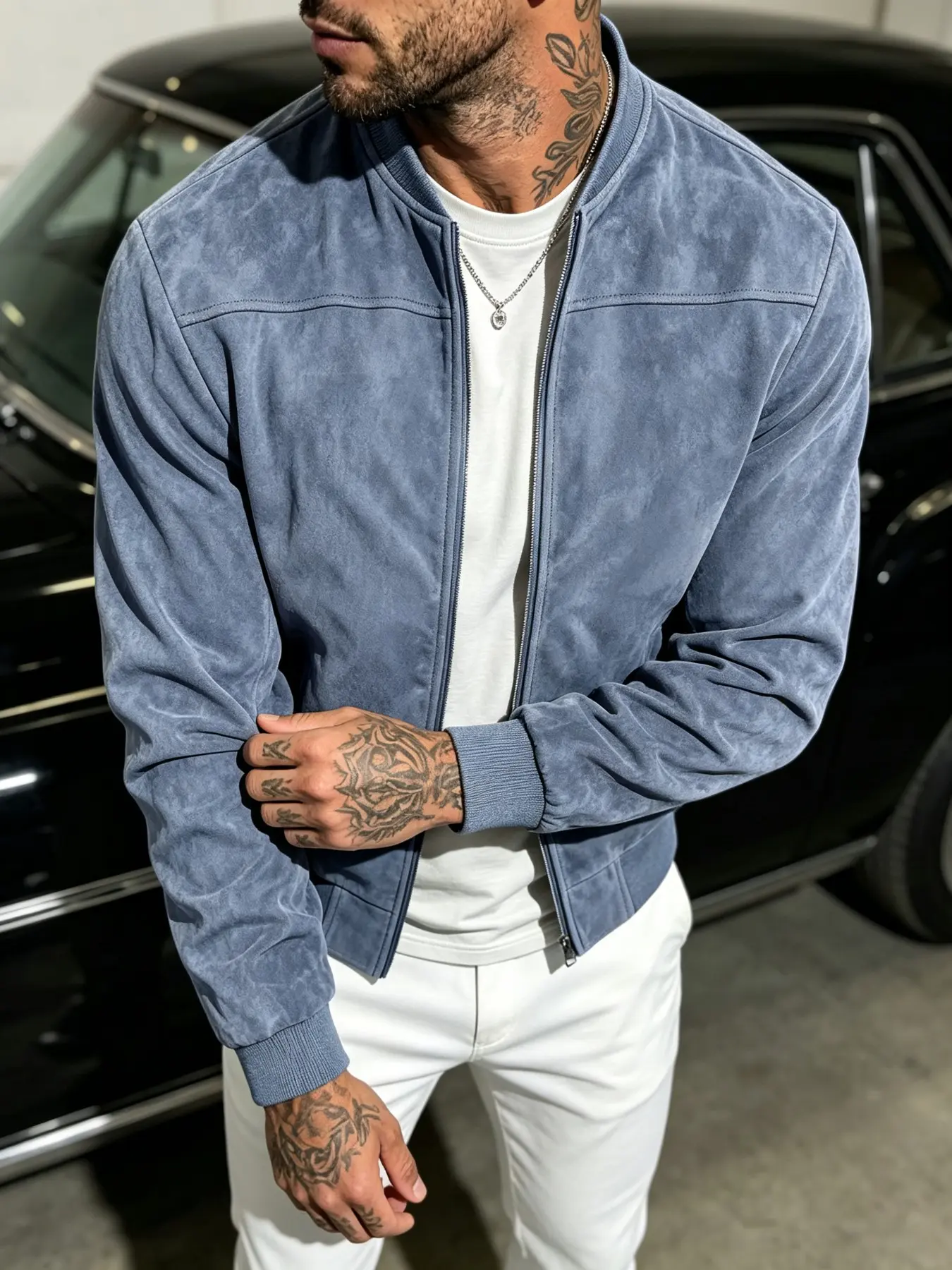 Men's American Vintage Faux Suede Baseball Collar Bomber Jacket, Minimal Loose Casual Lightweight Stylish Men Coat, Street Style Outerwear for Daily Commute & Outdoor Outfits, 8 Colors Plus Size S‑3XL