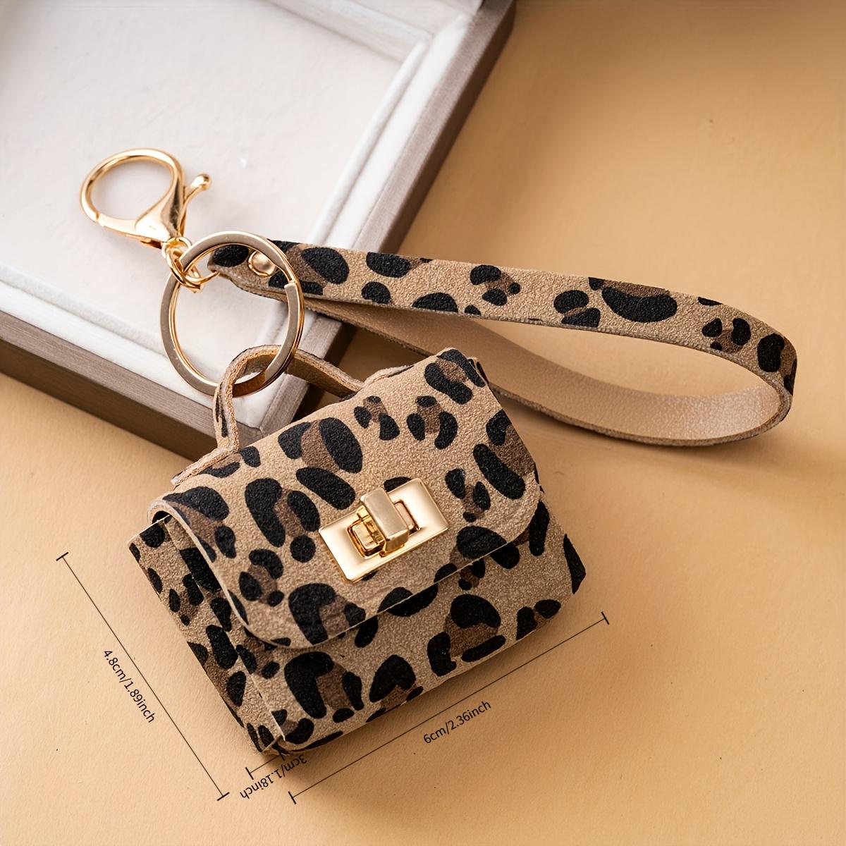 DB- Leopard Print PU Leather Keychain with Coin Pouch – Trendy Fashion Charm for Women, Mini Change Wallet Pendant for Keys, Handbags, Car Accessories, Stylish Everyday Carry Gift SpringStatements-DB