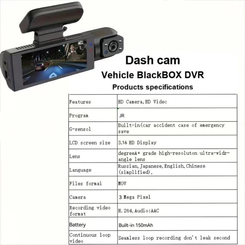 3.16 Inch Screen Car Dashboard Camera, 1 Count 1080P HD Night Vision Loop Recording DVR, G- sensor Dash Camera for Car, Truck, Suv, Motorcycle